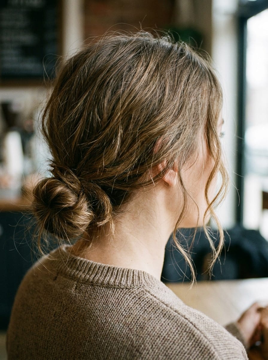 Messy Low Bun - Einfache Frisur mittellang
